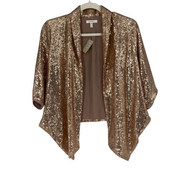 Maurices Cardigan Jacket Women Small Copper Sequin Draped Open Front Half Sleeve - Picture 1 of 8